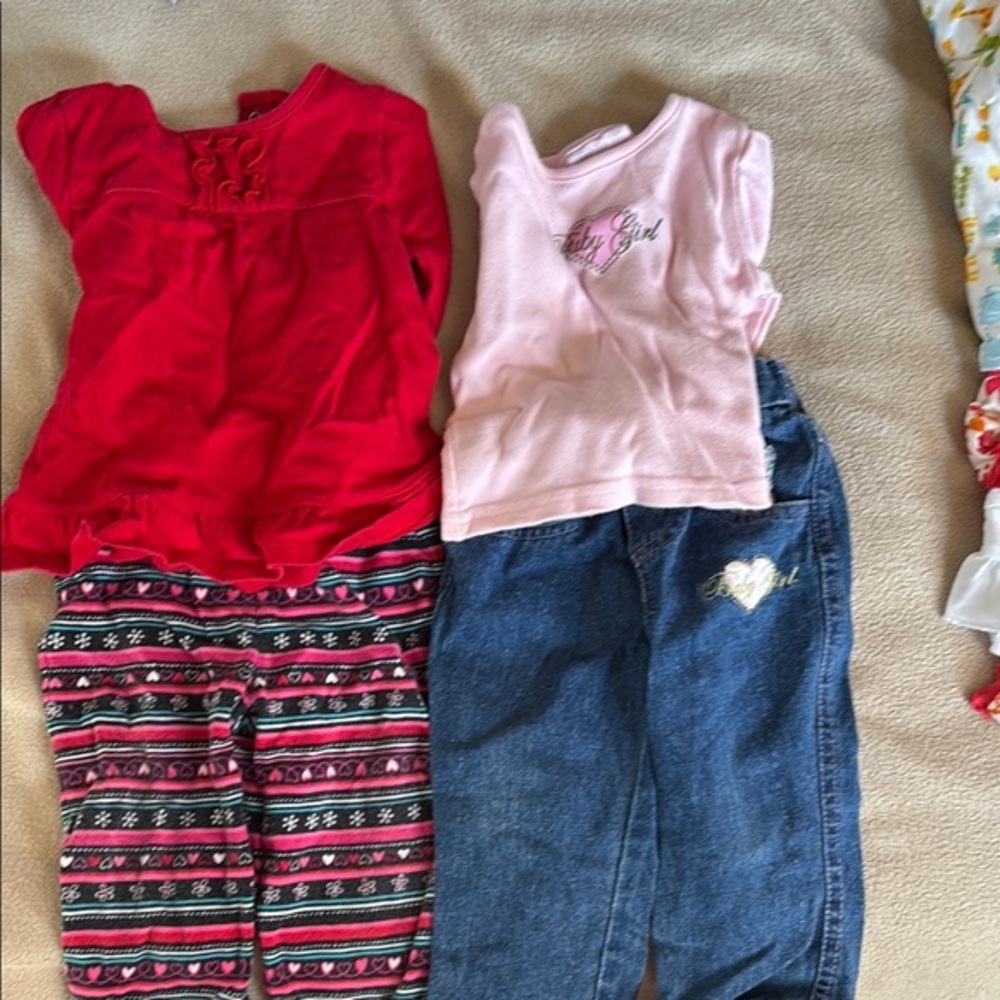 2 girls 6-9 months long sleeve pant sets